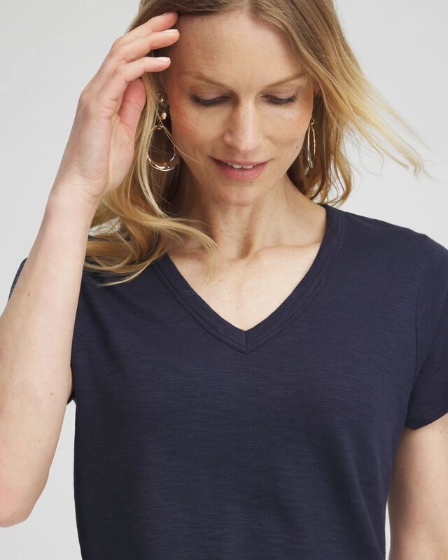 Cap Sleeve V-neck Tee - image 4